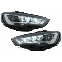 Μπροστινά Φανάρια Set Για Audi A3 8V 12-16 DRL Full Led & Led Signal Μαύρα  Με Μοτέρ Carner
