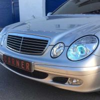 Μπροστινά Φανάρια Set Για Mercedes-Benz E-Class W211 02-06 Χρωμίου Facelift Look H7/H7 (Halogen) Με Μοτέρ Depo