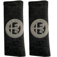 ALFA ROMEO ΜΑΞΙΛΑΡΑΚΙΑ ΓΙΑ ΖΩΝΗ ΑΣΦΑΛΕΙΑΣ 21 X 7,5 cm ΣΕ ΜΑΥΡΟ ΧΡΩΜΑ ΜΕ ΓΚΡΙ LOGO - 2 ΤΕΜ.