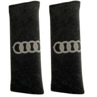 AUDI ΜΑΞΙΛΑΡΑΚΙΑ ΓΙΑ ΖΩΝΗ ΑΣΦΑΛΕΙΑΣ 21 X 7,5 cm ΣΕ ΜΑΥΡΟ ΧΡΩΜΑ ΜΕ ΓΚΡΙ LOGO - 2 ΤΕΜ.