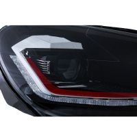 Μπροστινά Φανάρια Set Για Vw Golf VI (6) 08-12 DRL & Led Signal Dynamic Look Golf 7,5 Μαύρα Με Κόκκινη Γραμμή H7 Με Μοτέρ Carner