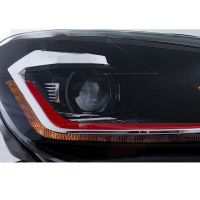Μπροστινά Φανάρια Set Για Vw Golf VI (6) 08-12 DRL & Led Signal Dynamic Look Golf 7,5 Μαύρα Με Κόκκινη Γραμμή H7 Με Μοτέρ Carner
