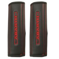 Μαξιλαράκια ζώνης ABARTH 22 X 7,5 cm από PVC δερματίνη σε μαύρο χρώμα με κόκκινο, ραμμένο logo και αυτοκόλλητες ταινίες τύπου velcro Race Axion - 2 τεμάχια