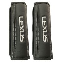 Μαξιλαράκια ζώνης LEXUS 22 X 7,5 cm από PVC δερματίνη σε μαύρο χρώμα με λευκό, ραμμένο logo και αυτοκόλλητες ταινίες τύπου velcro Race Axion - 2 τεμάχια