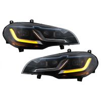 Μπροστινά Φανάρια Set Για Bmw X5 E70 07-14 Double L LED Bar Μαύρα Upgrade Xenon To Led Με Μοτέρ Carner