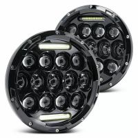 Μπροστινά Φανάρια Set Για Jeep Wrangler 96+ / Mercedes-Benz G-Class W463 / Hummer H1/H2 / Harley-Davidson Led Angel Eyes / DRL Projectors Μαύρα 13 led 2 Τεμάχια