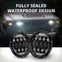 Μπροστινά Φανάρια Set Για Jeep Wrangler 96+ / Mercedes-Benz G-Class W463 / Hummer H1/H2 / Harley-Davidson Led Angel Eyes / DRL Projectors Μαύρα 13 led 2 Τεμάχια