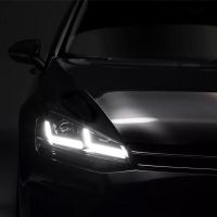 Μπροστινά Φανάρια Set Για Vw Golf VII (7) 12-17 DRL Full Led Halogen Version Black/Chrome LEDHL103-CM RHD (Δεξιοτίμονα) Osram Ledriving