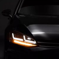 Μπροστινά Φανάρια Set Για Vw Golf VII (7) 12-17 DRL Full Led Halogen Version Black/Chrome LEDHL103-CM RHD (Δεξιοτίμονα) Osram Ledriving