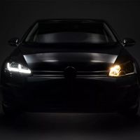 Μπροστινά Φανάρια Set Για Vw Golf VII (7) 12-17 DRL Full Led Halogen Version Black/Chrome LEDHL103-CM RHD (Δεξιοτίμονα) Osram Ledriving