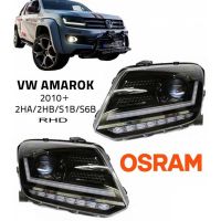 Μπροστινά Φανάρια Set Για Vw Amarok 2010+ DRL Full Led Halogen Version Μαύρα LEDHL107-BK RHD (Δεξιοτίμονα) Osram Ledriving