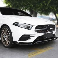 Μπροστινό Spoiler Για Mercedes-Benz A-Class W177 18-23 Hatchback / Sedan Amg Line Γυαλιστερό Μαύρο 3 Τεμάχια