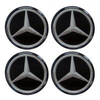 MERCEDES ΑΥΤΟΚΟΛΛΗΤΑ ΣΗΜΑΤΑ ΖΑΝΤΩΝ 5,5 cm ΜΑΥΡO/ΧΡΩΜΙΟ ΜΕ ΕΠΙΚΑΛΥΨΗ ΣΜΑΛΤΟΥ  - 4 ΤΕΜ.