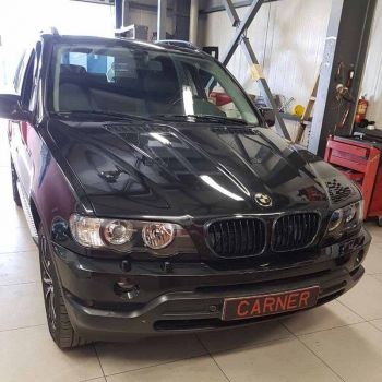 Μπροστινά Φανάρια Set Για Bmw X5 E53 99-03 Angel Eyes Μαύρα Xenon D2S/H7 Με Μοτέρ Depo