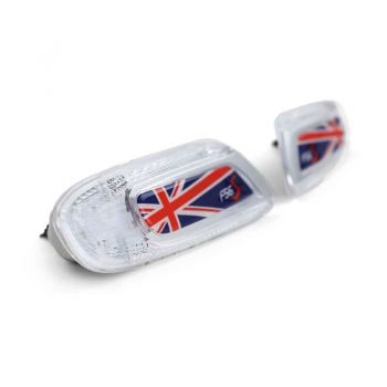 Πλαϊνά Φλας Φτερού Για Mini Cooper F56 13+ Union Jack Flag Blue Led White 2 Τεμάχια