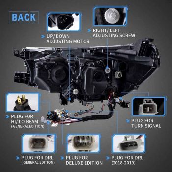 Μπροστινά Φανάρια Set Για Toyota Hilux Revo 15-19 Με Dynamic Start DRL &  Φλας Μαύρα Με Μοτέρ VLand