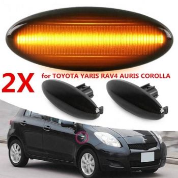 Πλαϊνά Φλας Φτερού Για Toyota Yaris 05-11 / Rav4 05-10 / Auris 06-10 / Corolla Sedan 07-11 / Verso 09-13 Led Dynamic Φιμέ 2 Τεμάχια