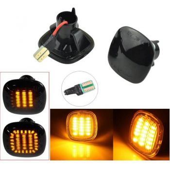 Πλαϊνά Φλας Φτερού Για Audi A3 8L 96-00 / A4 B5 94-98 / Skoda Octavia 97-04 / Fabia 00-04 Τετράγωνα Led Dynamic Φιμέ 2 Τεμάχια