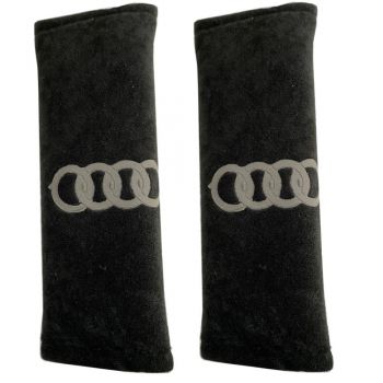 AUDI ΜΑΞΙΛΑΡΑΚΙΑ ΓΙΑ ΖΩΝΗ ΑΣΦΑΛΕΙΑΣ 21 X 7,5 cm ΣΕ ΜΑΥΡΟ ΧΡΩΜΑ ΜΕ ΓΚΡΙ LOGO - 2 ΤΕΜ.