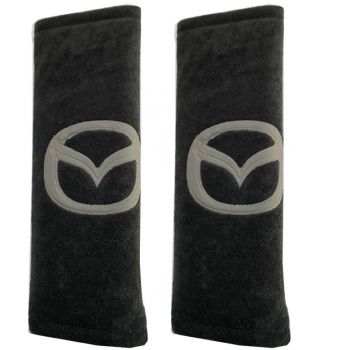 MAZDA ΜΑΞΙΛΑΡΑΚΙΑ ΓΙΑ ΖΩΝΗ ΑΣΦΑΛΕΙΑΣ 21 X 7,5 cm ΣΕ ΜΑΥΡΟ ΧΡΩΜΑ ΜΕ ΓΚΡΙ LOGO - 2 ΤΕΜ.