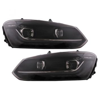 Μπροστινά Φανάρια Set Για Vw Polo 6R/6C 09-17 DRL New Design & Dynamic Φλας H7 Με Μοτέρ Carner