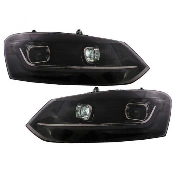 Μπροστινά Φανάρια Set Για Vw Polo 6R/6C 09-17 DRL New Design & Dynamic Φλας H7 Με Μοτέρ Carner