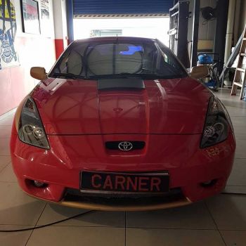 Μπροστινά Φανάρια Set Για Toyota Celica T230 99-05 Angel Eyes & Led Μαύρα H3/H1 Manual Junyan