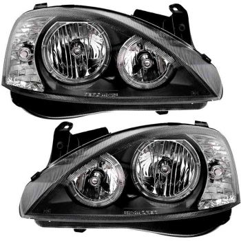 Μπροστινά Φανάρια Set Για Opel Corsa C 00-06 Angel Eyes Μαύρα H7/H7 Depo