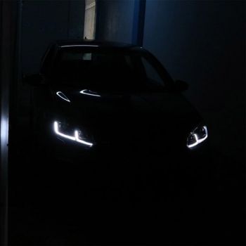 Μπροστινά Φανάρια Set Για Vw Golf VI (6) 08-12 DRL & Led Signal Dynamic Look Golf 7,5 Μαύρα Με Κόκκινη Γραμμή H7 Με Μοτέρ Carner