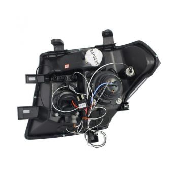 Μπροστινά Φανάρια Set Για Nissan Navara D40 05-10 Angel Eyes & Led Χρωμίου H1/H1 Manual JunYan