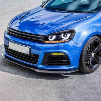 Μπροστινά Φανάρια Set Για Vw Golf VΙ (6) 08-12 DRL U-Type & Dynamic Φλας Μαύρα H7/H7 Με Μοτέρ VLand