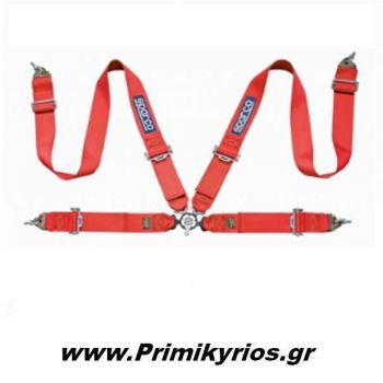 Ζώνη Racing Sparco 4 Point Ηarness Κόκκινη με Ατσάλινο Ρυθμιστή