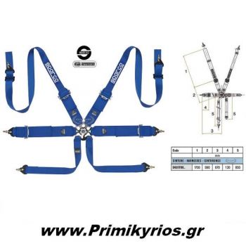 Ζώνη Sparcο Racing 6 Point Ηarness με Ατσάλινο Ρυθμιστή