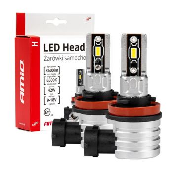 ΛΑΜΠΕΣ LED H11 H-SERIES 9>18V 42W 6500K 3600lm +200% CSP LED  AMiO - 2 TEM.