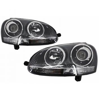 Μπροστινά Φανάρια Set Για Vw Golf V (5) 03-08 Bi-Xenon Projectors GTI / R32 Look Χρώμιο H7/H7 Με Μοτέρ & E-Mark Carner