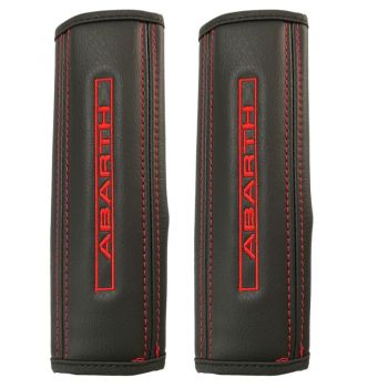 Μαξιλαράκια ζώνης ABARTH 22 X 7,5 cm από PVC δερματίνη σε μαύρο χρώμα με κόκκινο, ραμμένο logo και αυτοκόλλητες ταινίες τύπου velcro Race Axion - 2 τεμάχια