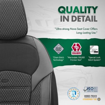 Καλύμματα Αυτοκινήτου Otom "Nova" Universal Ύφασμα Jacquard / Δερματίνη Σετ Εμπρός / Πίσω 11 Τεμαχίων Μαύρο NOV-3301