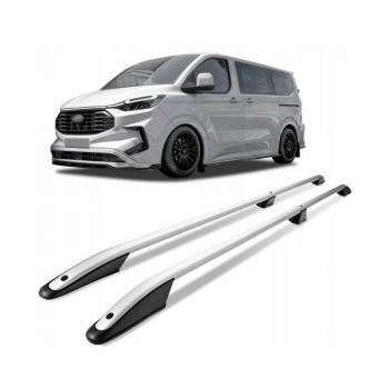 ΠΑΡΑΛΛΗΛΕΣ ΜΠΑΡΕΣ ΟΡΟΦΗΣ ΑΛΟΥΜΙΝΙΟΥ ΣΕ ΑΣΗΜΙ ΧΡΩΜΑ ELEGANCE L2 ΓΙΑ FORD TOURNEO CUSTOM 2023+ ΜΕΓΙΣΤΟ ΒΑΡΟΣ ΦΟΡΤΙΟΥ 75KG OMTEC - 2 TEM.