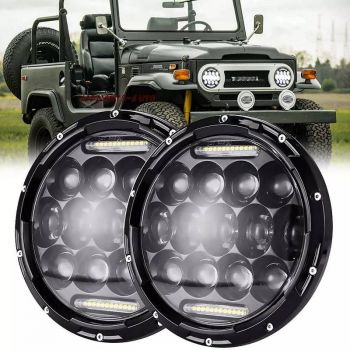 Μπροστινά Φανάρια Set Για Jeep Wrangler 96+ / Mercedes-Benz G-Class W463 / Hummer H1/H2 / Harley-Davidson Led Angel Eyes / DRL Projectors Μαύρα 13 led 2 Τεμάχια