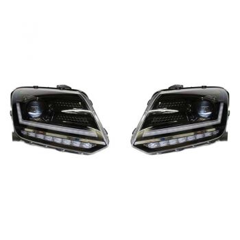 Μπροστινά Φανάρια Set Για Vw Amarok 2010+ DRL Full Led Halogen Version Μαύρα LEDHL107-BK RHD (Δεξιοτίμονα) Osram Ledriving