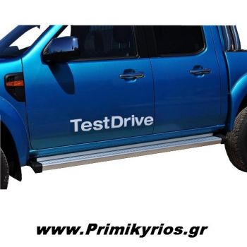 Σκαλοπάτια Αλουμινίου Ford Ranger 2007+ με Ασημί Ματ Φινίρισμα