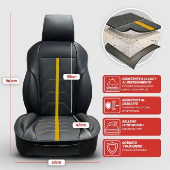 Πλατοκάθισμα Αυτοκινήτου Swiss Drive "Potenza" Ύφασμα Από Δερματίνη Μαύρο/Κίτρινο PTNZYLW 1 Τεμάχιο