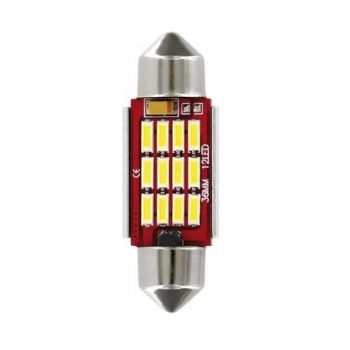 Lampa ΛΑΜΠΑΚΙ ΠΛΑΦΟΝΙΕΡΑΣ 12V 12x36mm 150lm ΛΕΥΚΟ MEGA-LED12 (ΔΙΠΛΗΣ ΠΟΛΙΚΟΤΗΤΑΣ- CAN-BUS) BLISTER 1ΤΕΜ.