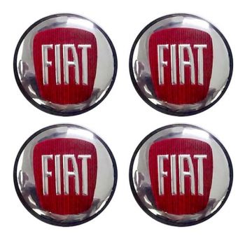 FIAT ΚΟΥΜΠΩΤΕΣ ΤΑΠΕΣ ΚΕΝΤΡΟΥ ΖΑΝΤΑΣ (ΚΟΚΚΙΝΟ/ΧΡΩΜΙΟ - ΕΣΩΤΕΡ. 56mm & ΕΞΩΤΕΡ. 58mm) - 4 ΤΕΜ.