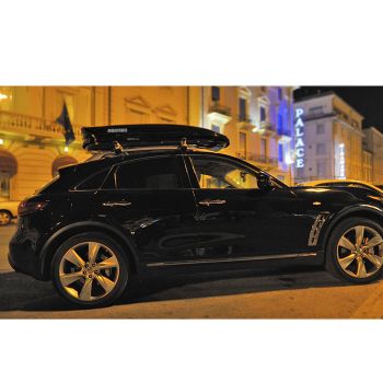 ΜΠΑΓΚΑΖΙΕΡΑ ΟΡΟΦΗΣ MENABO MANIA 460 (ΜΑΥΡΗ/ΓΥΑΛΙΣΤΕΡΗ - 195X79X36) & ΠΡΟΑΙΡΕΤΙΚΟΣ ΣΥΝΔΕΣΜΟΣ