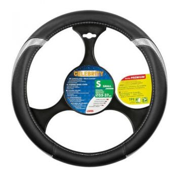 ΚΑΛΥΜΜΑ ΤΙΜΟΝΙΟΥ CELEBRITY 35/37cm (S) - ΜΑΥΡΟ/ΑΣΗΜΙ - ΔΕΡΜΑΤΙΝΗ