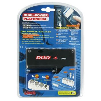 ΑΝΤΑΠΤΟΡΑΣ ΑΝΑΠΤΗΡΑ 3 ΘΕΣΕΩΝ+USB 5A ΜΕ ΚΑΛΩΔΙΟ 90cm 12/24V DUAL-POWER