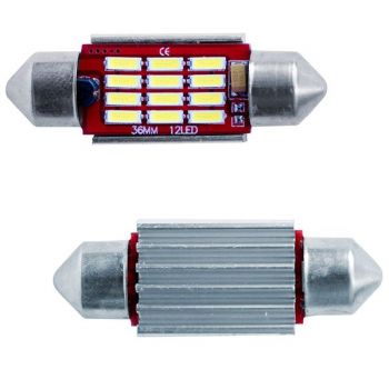 ΛΑΜΠΑΚΙΑ ΠΛΑΦΟΝΙΕΡΑΣ C5W 12V 3W 36mm ΛΕΥΚΟ 12microled 2ΤΕΜ.