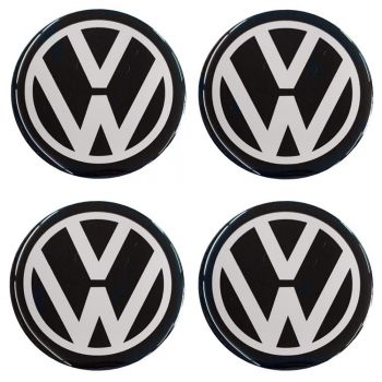VW ΑΥΤΟΚΟΛΛΗΤΑ ΣΗΜΑΤΑ ΖΑΝΤΩΝ 5 cm ΜΑΥΡΟ/ΧΡΩΜΙΟ ΜΕ ΕΠΙΚΑΛΥΨΗ ΣΜΑΛΤΟΥ  - 4 ΤΕΜ.