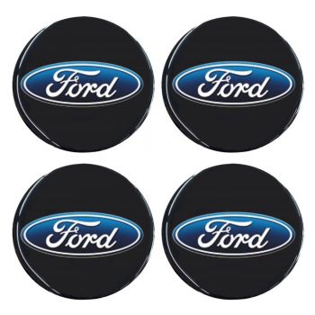 FORD ΑΥΤΟΚΟΛΛΗΤΑ ΣΗΜΑΤΑ ΖΑΝΤΩΝ 5 cm ΜΑΥΡΟ/ΜΠΛΕ ΜΕ ΕΠΙΚΑΛΥΨΗ ΣΜΑΛΤΟΥ  - 4 ΤΕΜ.